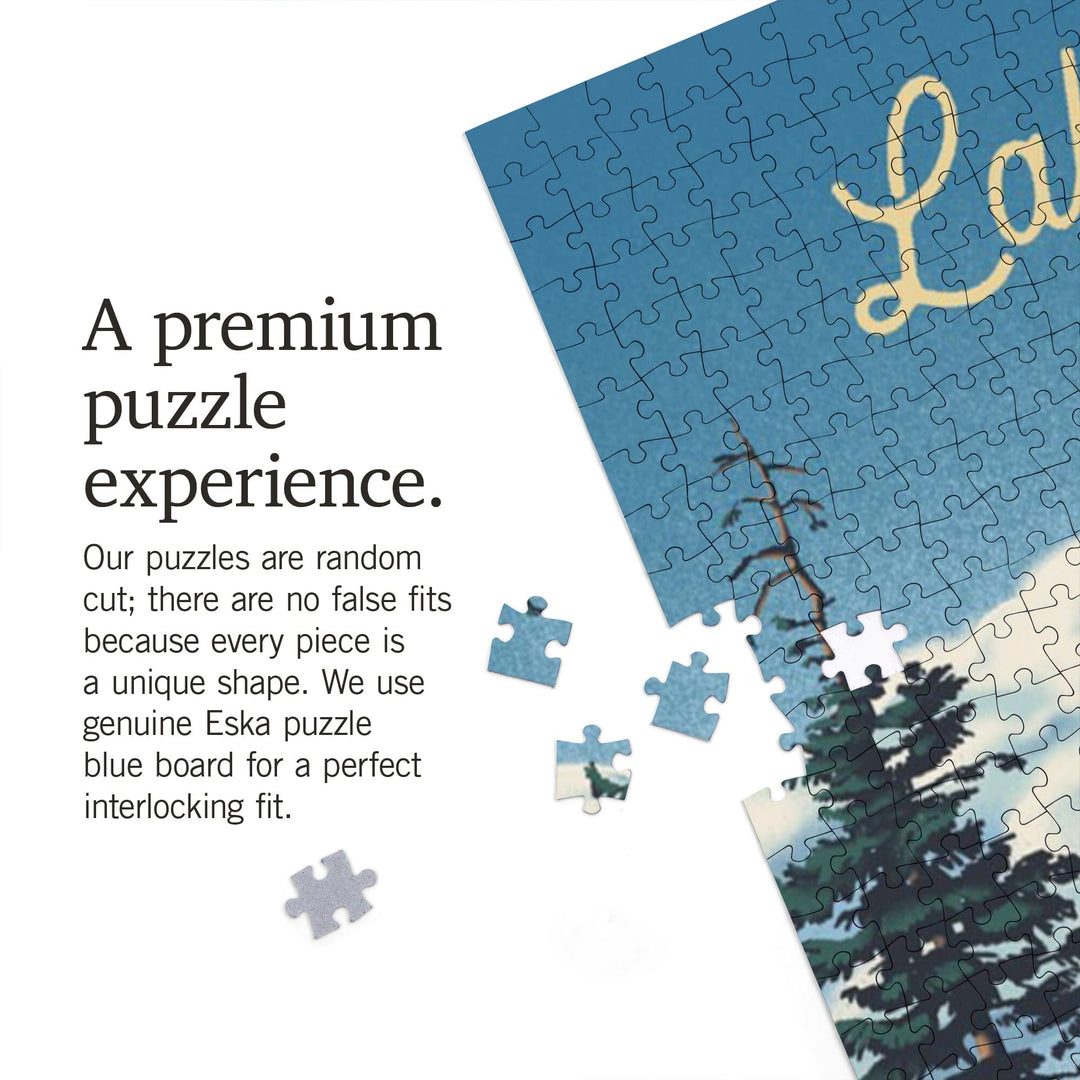 Lake Tahoe, Lithograph, Jigsaw Puzzle - Lantern Press