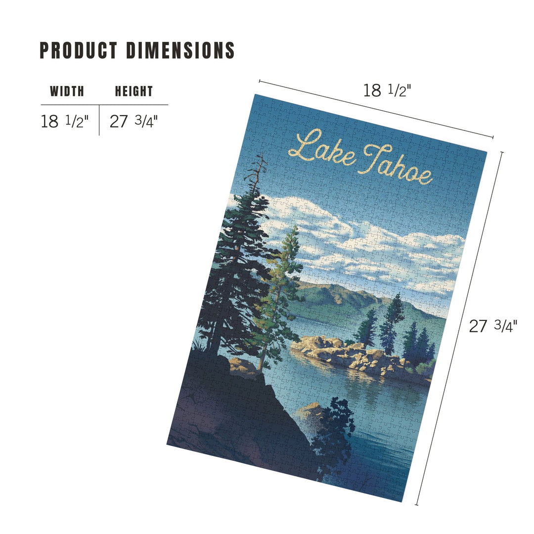 Lake Tahoe, Lithograph, Jigsaw Puzzle - Lantern Press