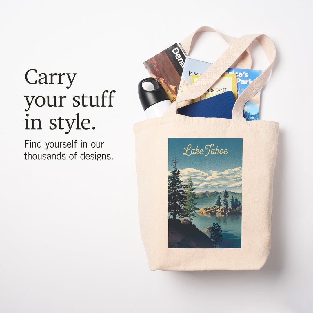 Lake Tahoe, Lithograph, Tote Bag Totes Lantern Press 