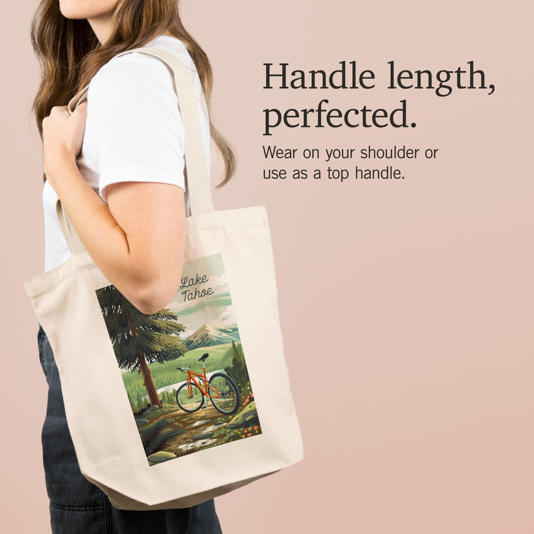 Lake Tahoe, Off To Wander, Cycling in the Mountains, Tote Bag Totes Lantern Press 