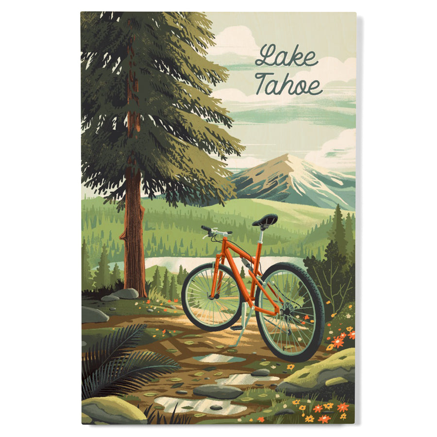 Lake Tahoe, Off To Wander, Cycling in the Mountains, Wood Signs and Postcards Wood Lantern Press 
