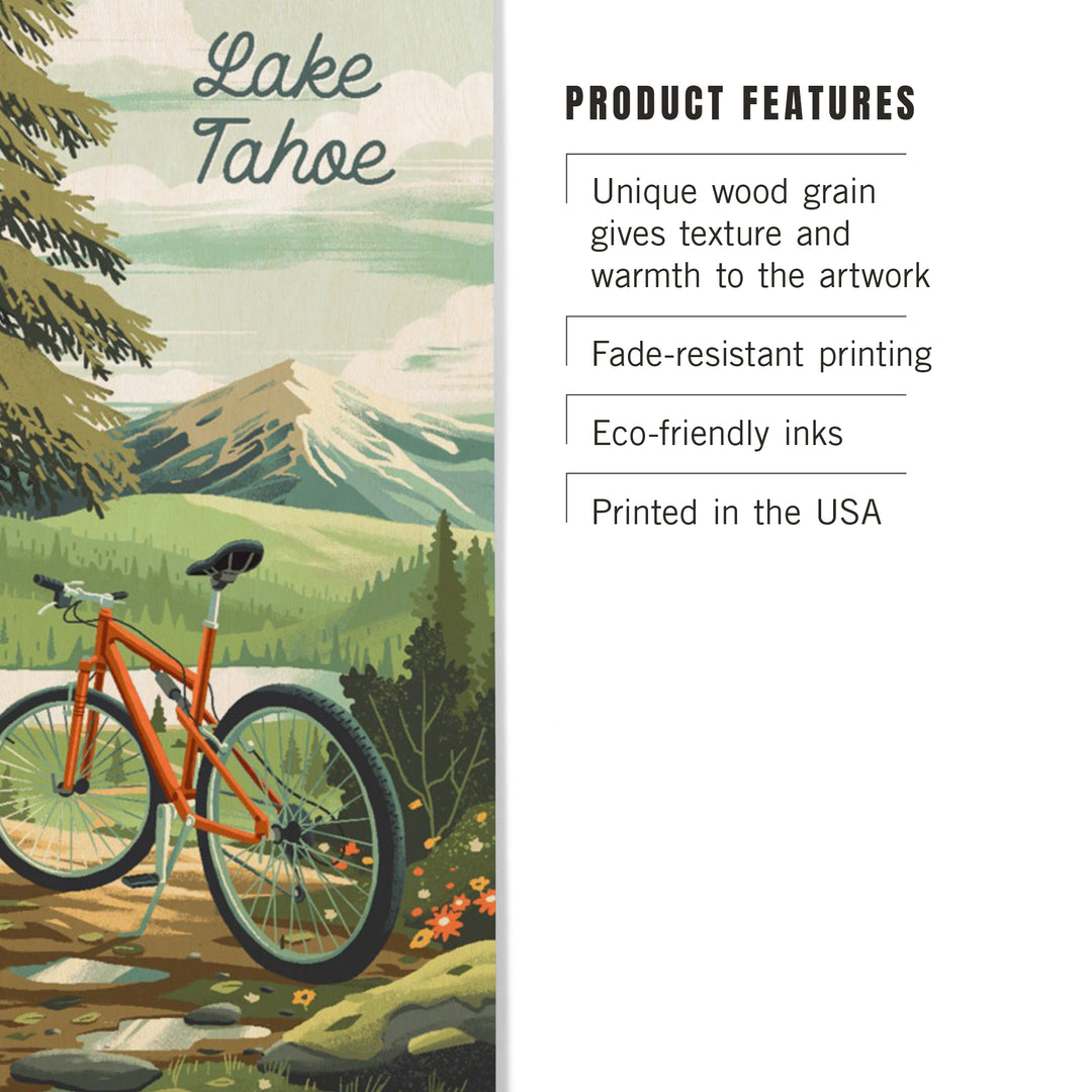 Lake Tahoe, Off To Wander, Cycling in the Mountains, Wood Signs and Postcards Wood Lantern Press 