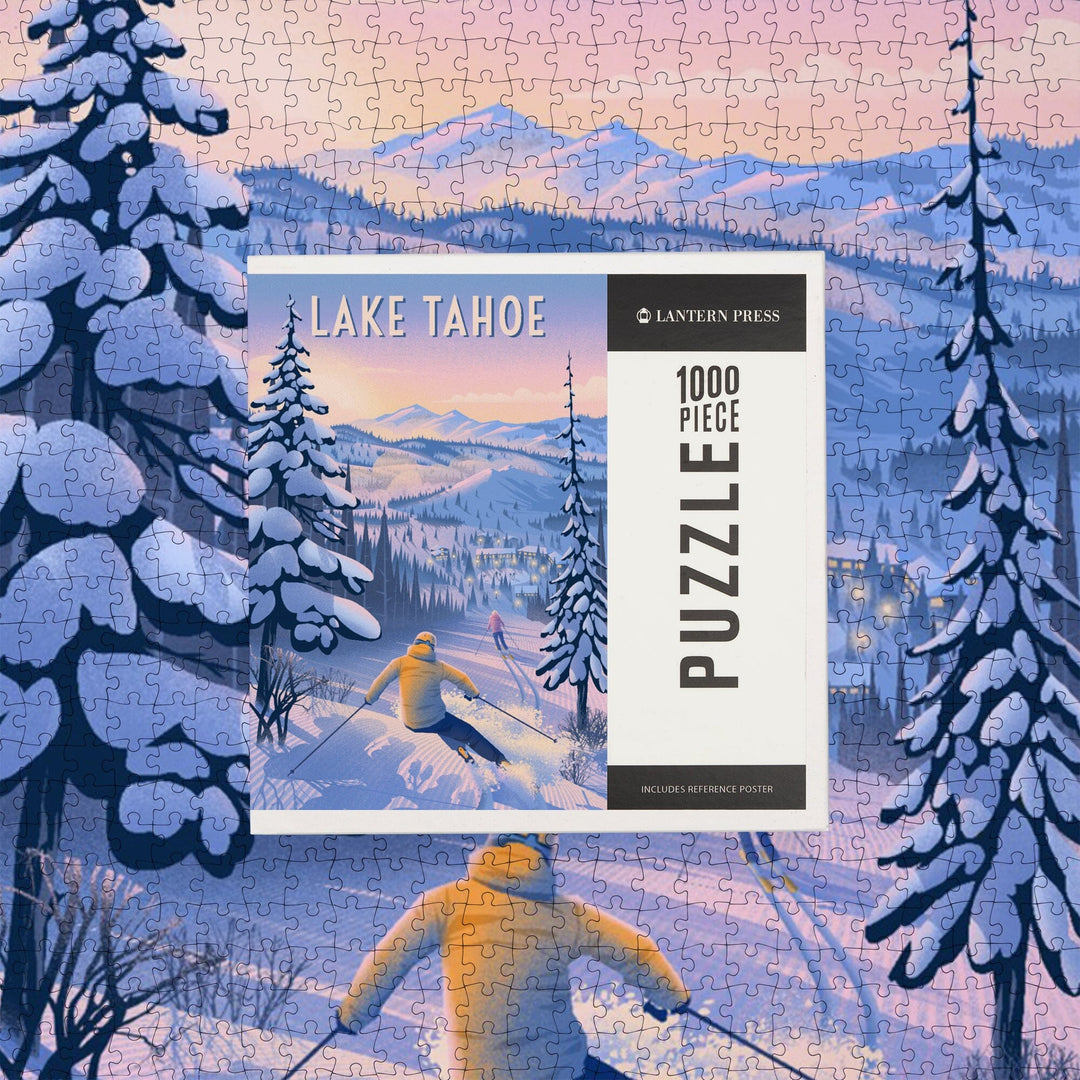 Lake Tahoe, Ski for Miles, Skiing, Jigsaw Puzzle Puzzle Lantern Press 