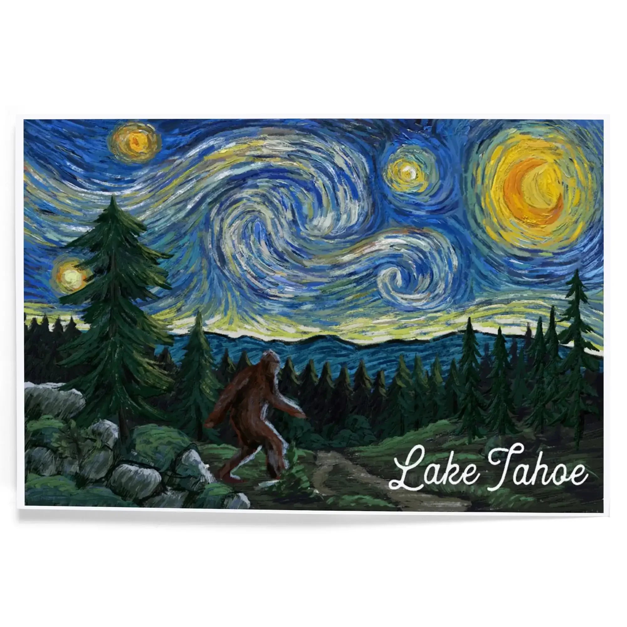 Lake Tahoe, Van Gogh Starry Night, Bigfoot art & giclee prints