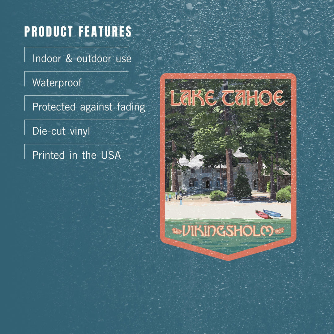 Lake Tahoe, Vikingsholm Castle, Contour, Vinyl Sticker Sticker Lantern Press 