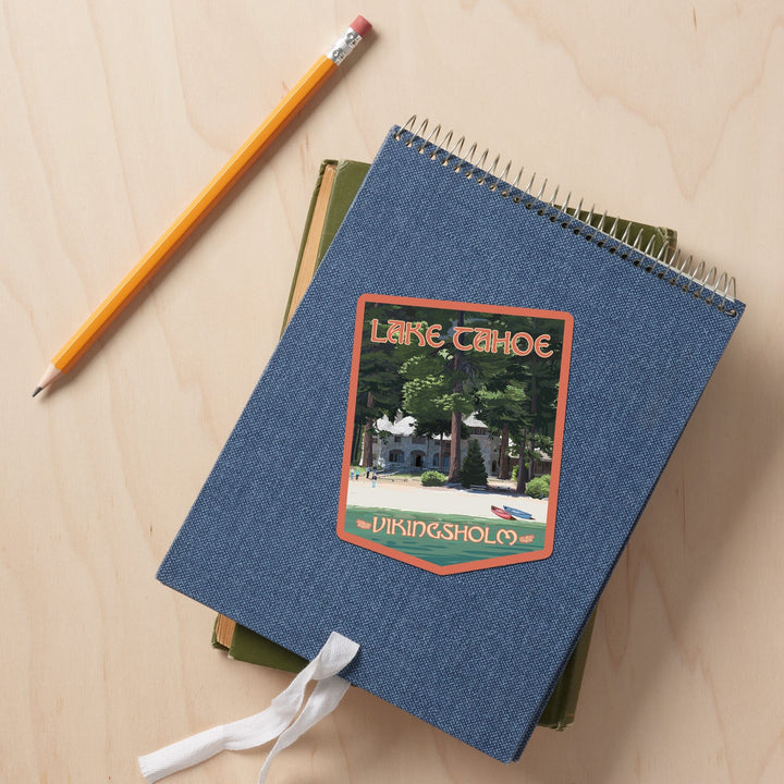 Lake Tahoe, Vikingsholm Castle, Contour, Vinyl Sticker Sticker Lantern Press 