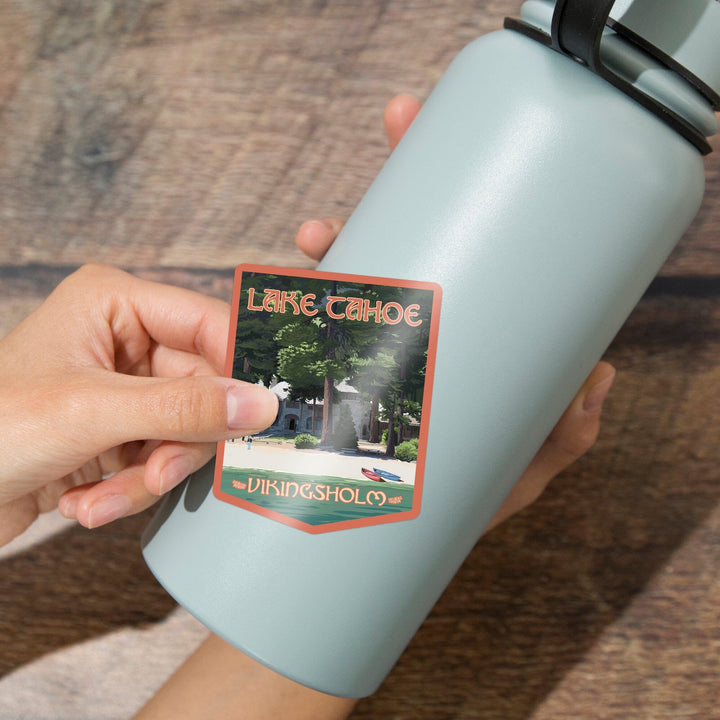 Lake Tahoe, Vikingsholm Castle, Contour, Vinyl Sticker Sticker Lantern Press 