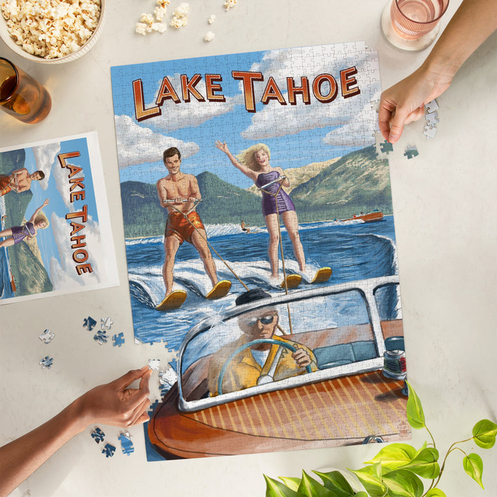 Lake Tahoe, Water Skiing Scene, Jigsaw Puzzle Puzzle Lantern Press 