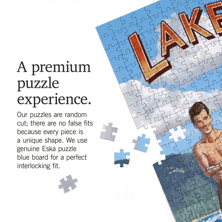 Lake Tahoe, Water Skiing Scene, Jigsaw Puzzle Puzzle Lantern Press 