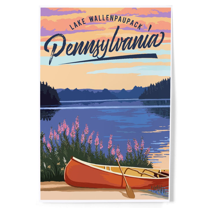 Lake Wallenpaupack, Pennsylvania, Canoe and Lake, Art & Giclee Prints Art Lantern Press 