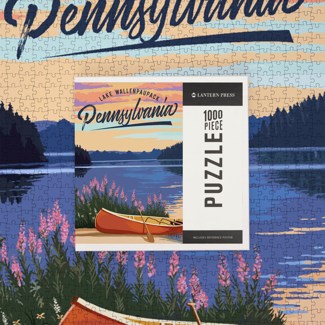 Lake Wallenpaupack, Pennsylvania, Canoe and Lake, Jigsaw Puzzle Puzzle Lantern Press 