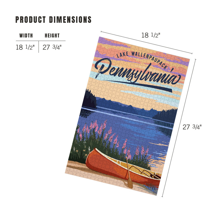 Lake Wallenpaupack, Pennsylvania, Canoe and Lake, Jigsaw Puzzle Puzzle Lantern Press 