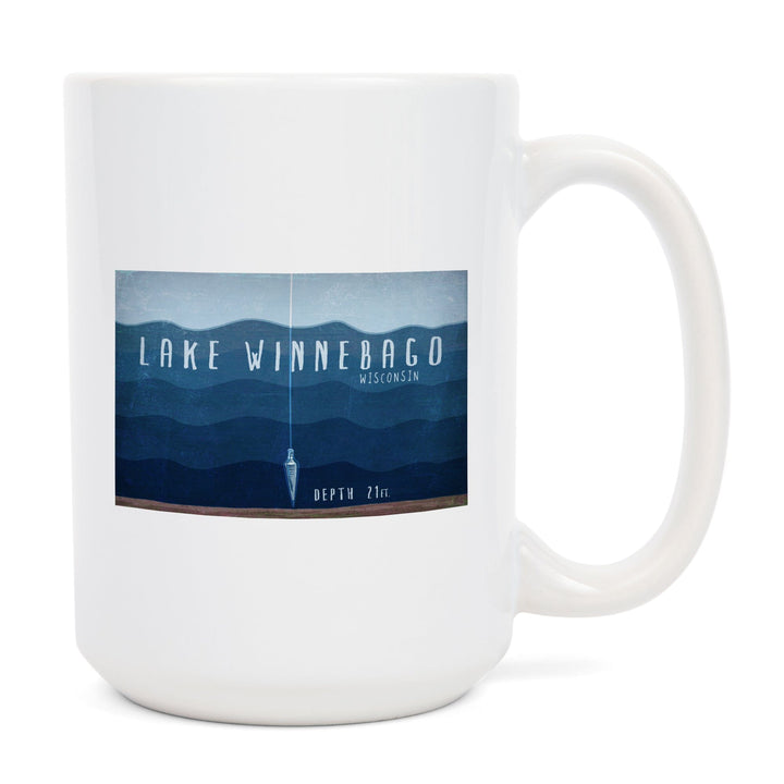 Lake Winnebago, Wisconsin, Lake Essentials, Lake Depth, Lantern Press Artwork, Ceramic Mug Mugs Lantern Press 