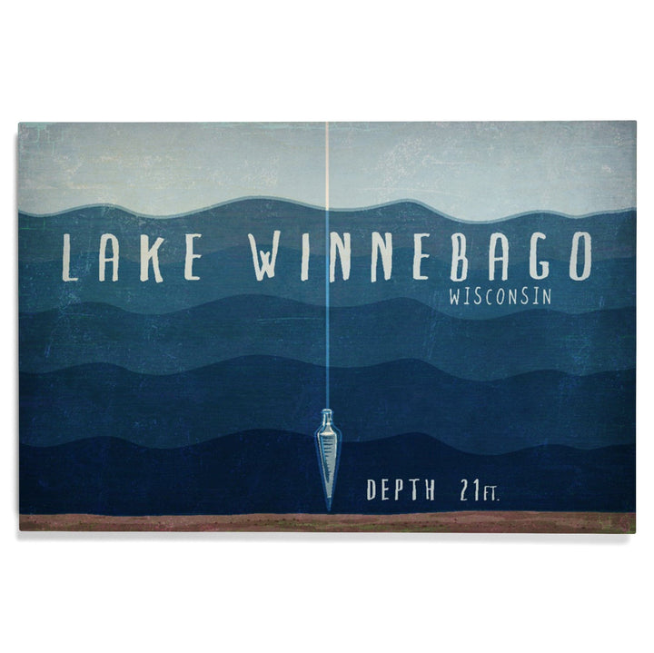 Lake Winnebago, Wisconsin, Lake Essentials, Lake Depth, Lantern Press Artwork, Wood Signs and Postcards Wood Lantern Press 