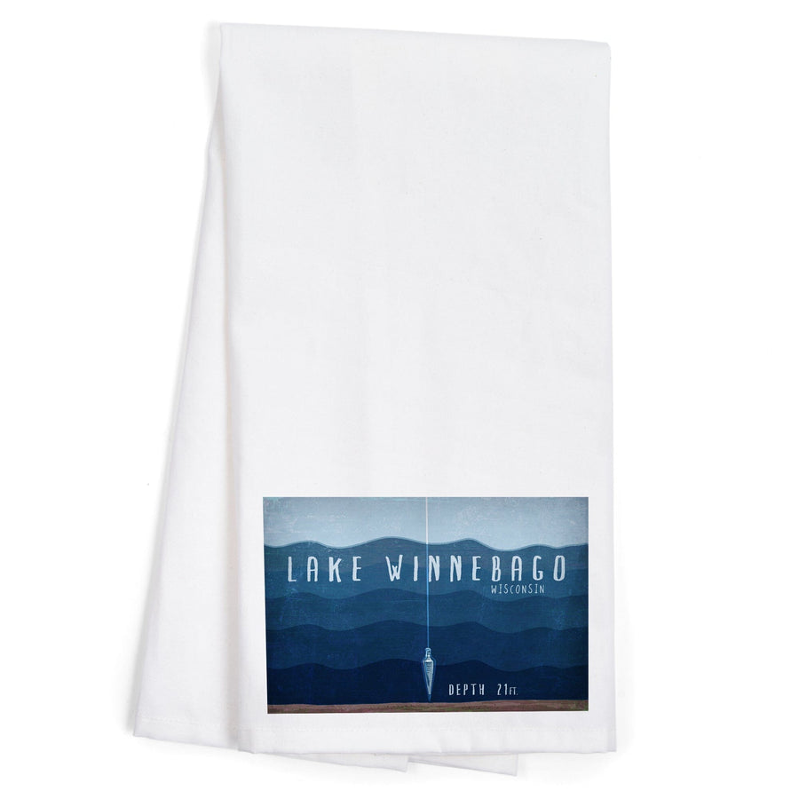 Lake Winnebago, Wisconsin, Lake Essentials, Lake Depth, Organic Cotton Kitchen Tea Towels Kitchen Lantern Press 