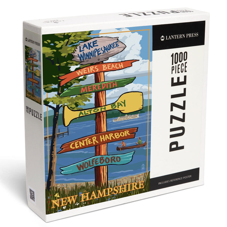 Lake Winnipesaukee, New Hampshire, Destinations Sign, Jigsaw Puzzle Puzzle Lantern Press 