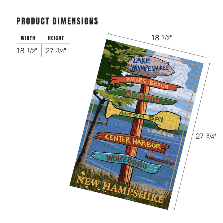 Lake Winnipesaukee, New Hampshire, Destinations Sign, Jigsaw Puzzle Puzzle Lantern Press 