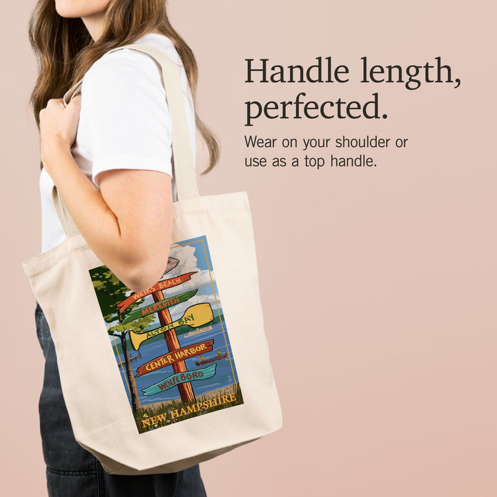 Lake Winnipesaukee, New Hampshire, Destinations Sign, Tote Bag Totes Lantern Press 