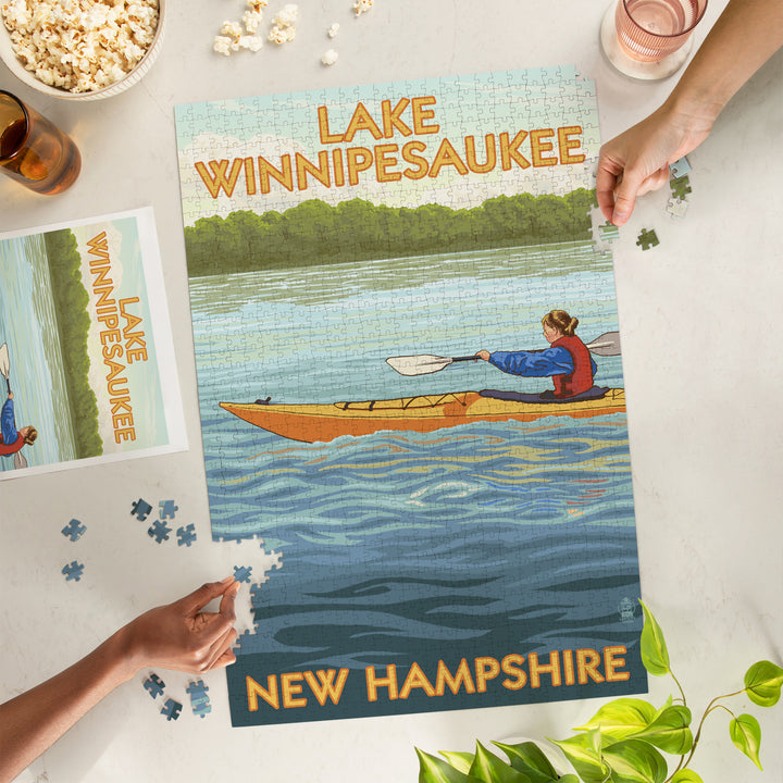 Lake Winnipesaukee, New Hampshire, Kayak Scene, Jigsaw Puzzle Puzzle Lantern Press 