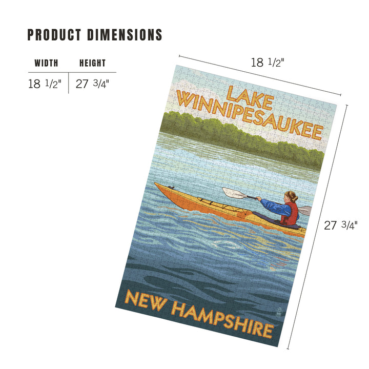 Lake Winnipesaukee, New Hampshire, Kayak Scene, Jigsaw Puzzle Puzzle Lantern Press 