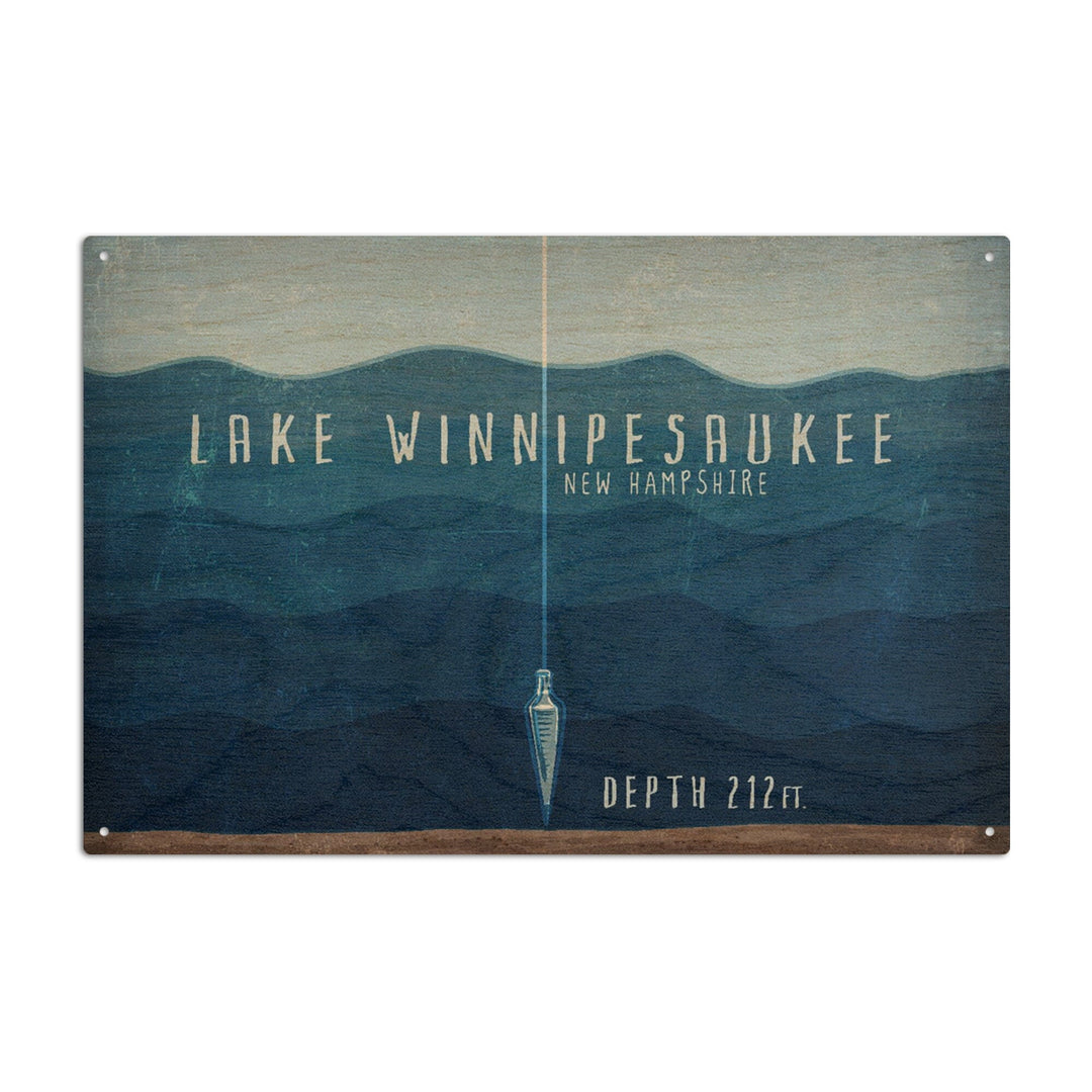 Lake Winnipesaukee, New Hampshire, Lake Essentials, Lake Depth, Lantern Press Artwork, Wood Signs and Postcards Wood Lantern Press 10 x 15 Wood Sign 