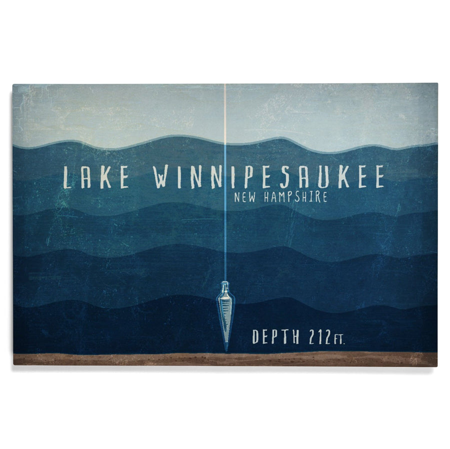 Lake Winnipesaukee, New Hampshire, Lake Essentials, Lake Depth, Lantern Press Artwork, Wood Signs and Postcards Wood Lantern Press 
