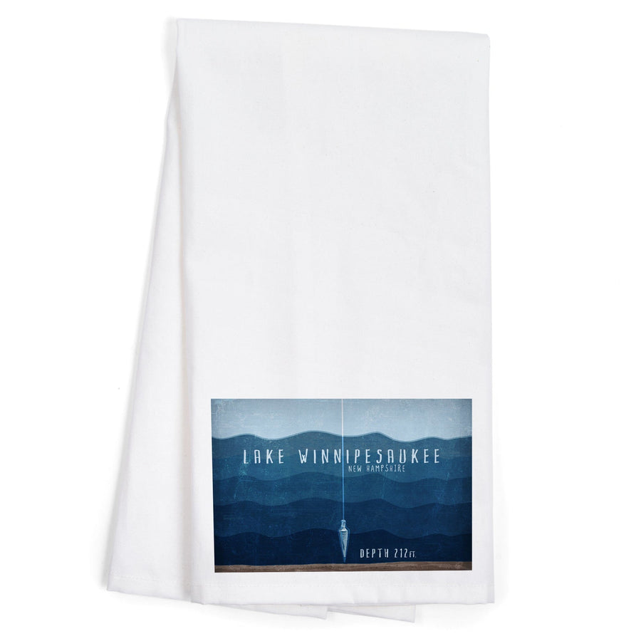 Lake Winnipesaukee, New Hampshire, Lake Essentials, Lake Depth, Organic Cotton Kitchen Tea Towels Kitchen Lantern Press 
