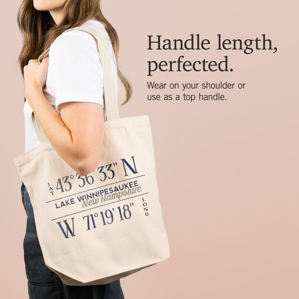 Lake Winnipesaukee, New Hampshire, Latitude and Longitude, Tote Bag Totes Lantern Press 