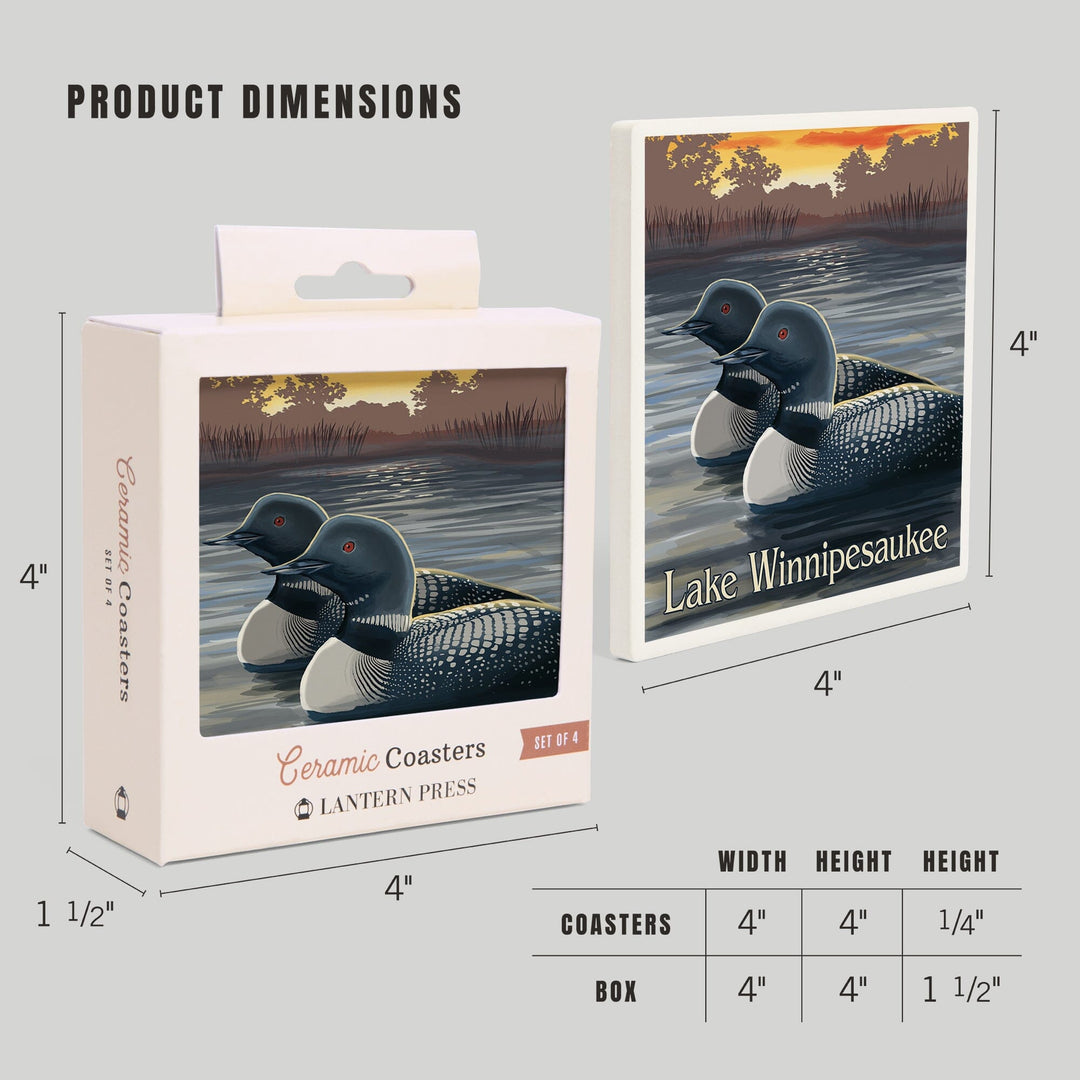Lake Winnipesaukee, New Hampshire, Loons, Coasters Coasters Lantern Press 
