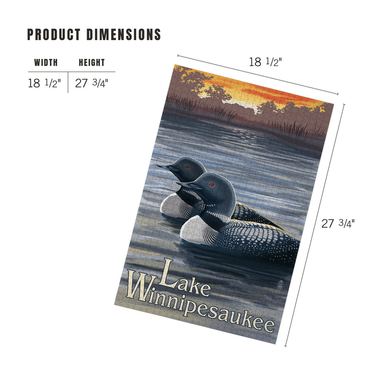 Lake Winnipesaukee, New Hampshire, Loons, Jigsaw Puzzle Puzzle Lantern Press 