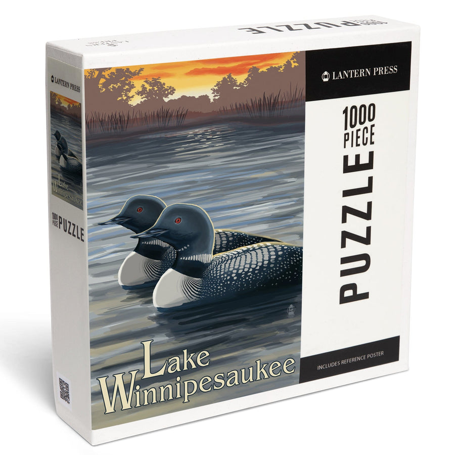 Lake Winnipesaukee, New Hampshire, Loons, Jigsaw Puzzle Puzzle Lantern Press 