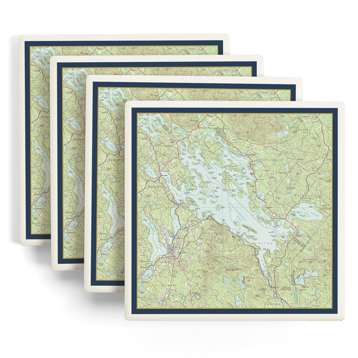 Lake Winnipesaukee, New Hampshire, Map Only, Coasters Coasters Lantern Press 