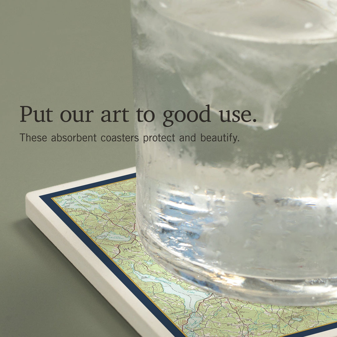 Lake Winnipesaukee, New Hampshire, Map Only, Coasters Coasters Lantern Press 