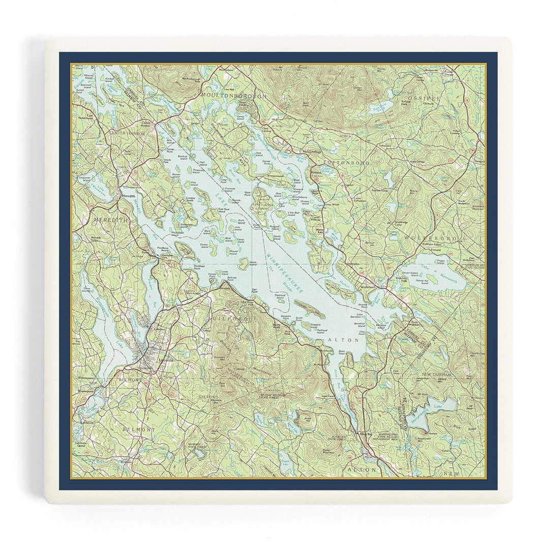 Lake Winnipesaukee, New Hampshire, Map Only, Coasters Coasters Lantern Press 