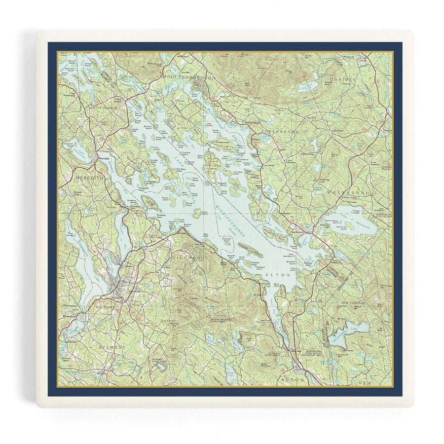 Lake Winnipesaukee, New Hampshire, Map Only, Coasters Coasters Lantern Press 