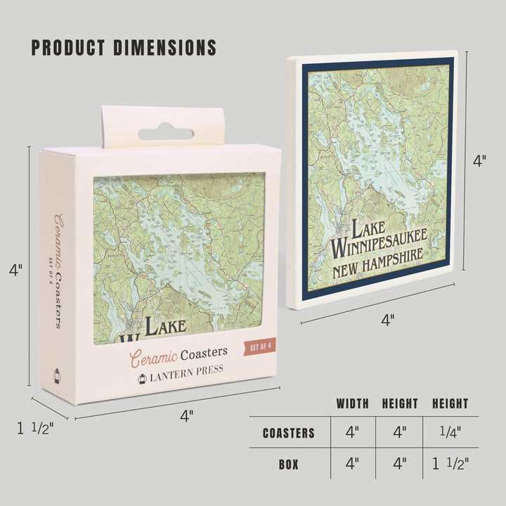 Lake Winnipesaukee, New Hampshire, No Icons, Coasters Coasters Lantern Press 