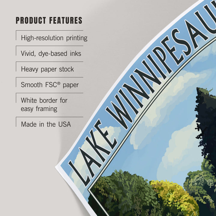 Lake Winnipesaukee, New Hampshire, Pontoon and Lake, Art & Giclee Prints Art Lantern Press 