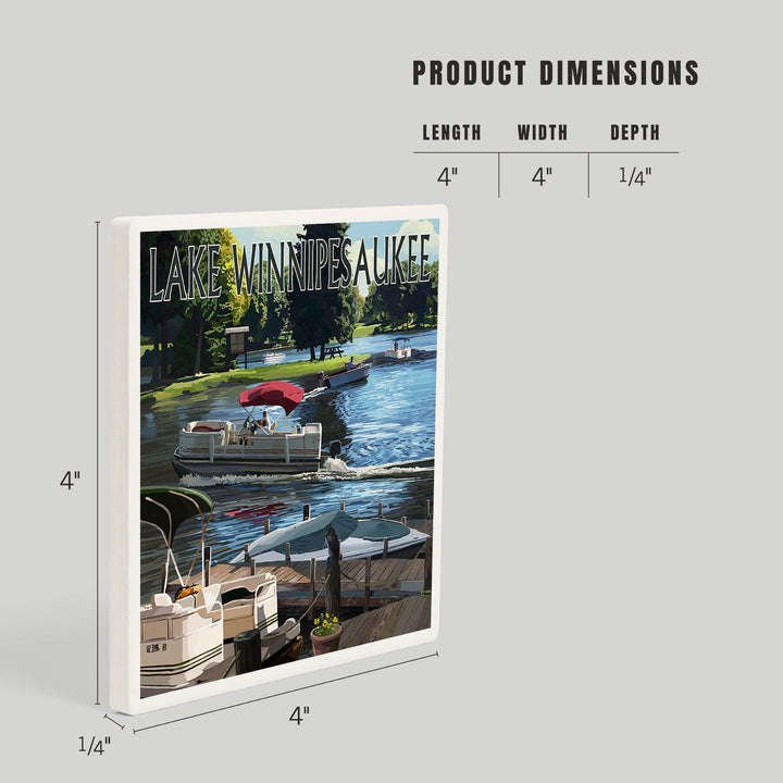 Lake Winnipesaukee, New Hampshire, Pontoon and Lake, Coasters Coasters Lantern Press 