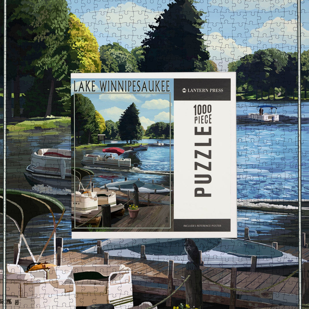 Lake Winnipesaukee, New Hampshire, Pontoon and Lake, Jigsaw Puzzle Puzzle Lantern Press 