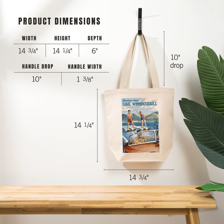 Lake Winnipesaukee, New Hampshire, Water Skiing Scene, Tote Bag Totes Lantern Press 