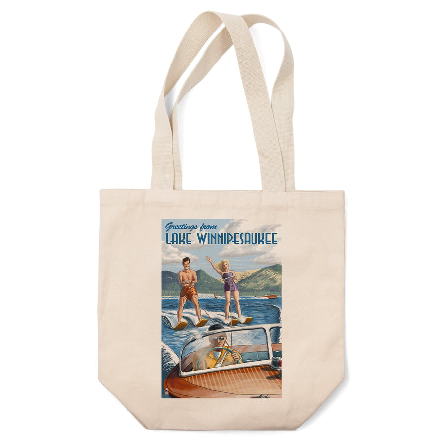 Lake Winnipesaukee, New Hampshire, Water Skiing Scene, Tote Bag Totes Lantern Press 
