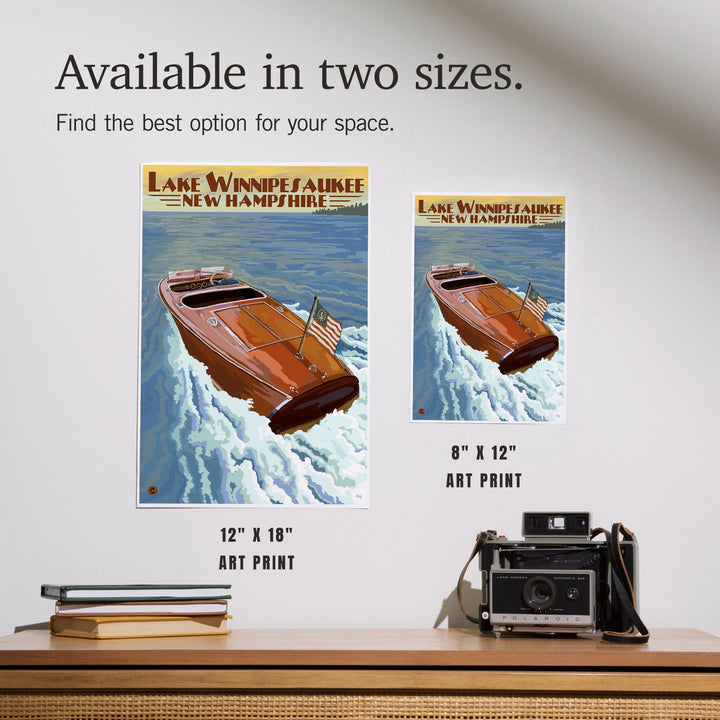 Lake Winnipesaukee, New Hampshire, Wooden Boat, Art & Giclee Prints Art Lantern Press 
