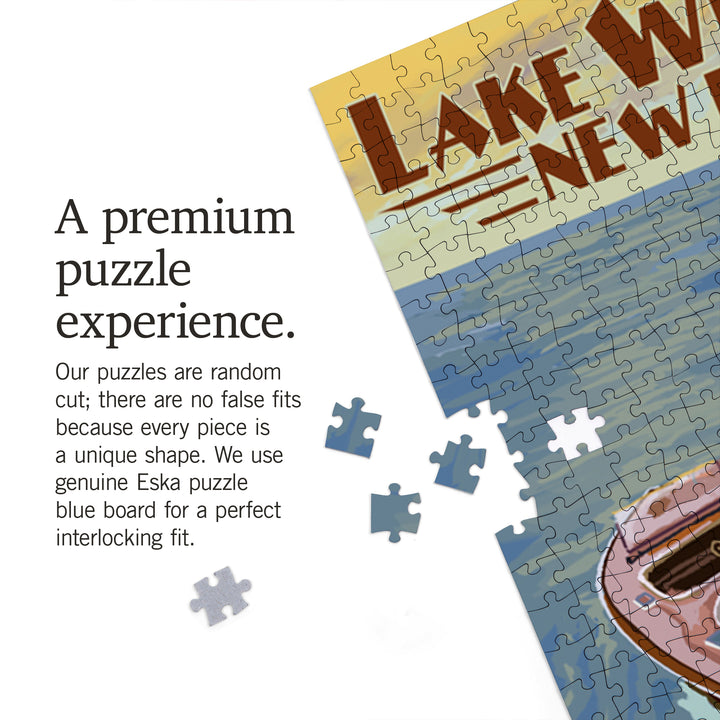 Lake Winnipesaukee, New Hampshire, Wooden Boat, Jigsaw Puzzle Puzzle Lantern Press 