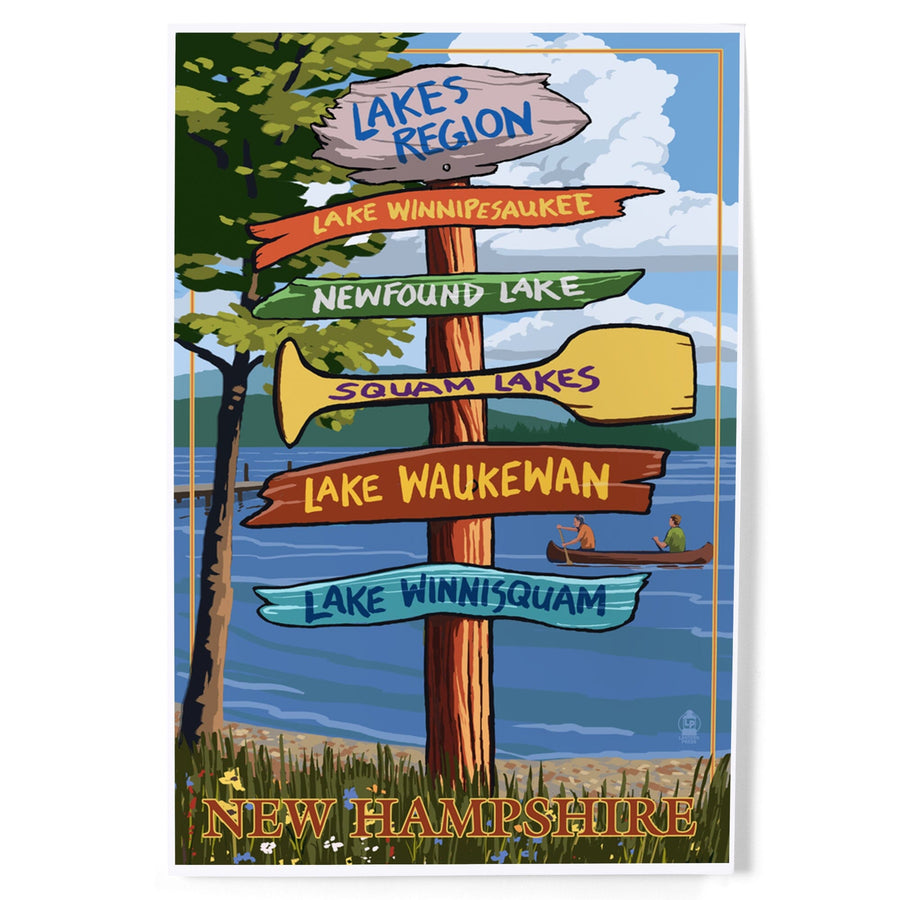 Lakes Region, New Hampshire, Destinations Sign, Art & Giclee Prints Art Lantern Press 