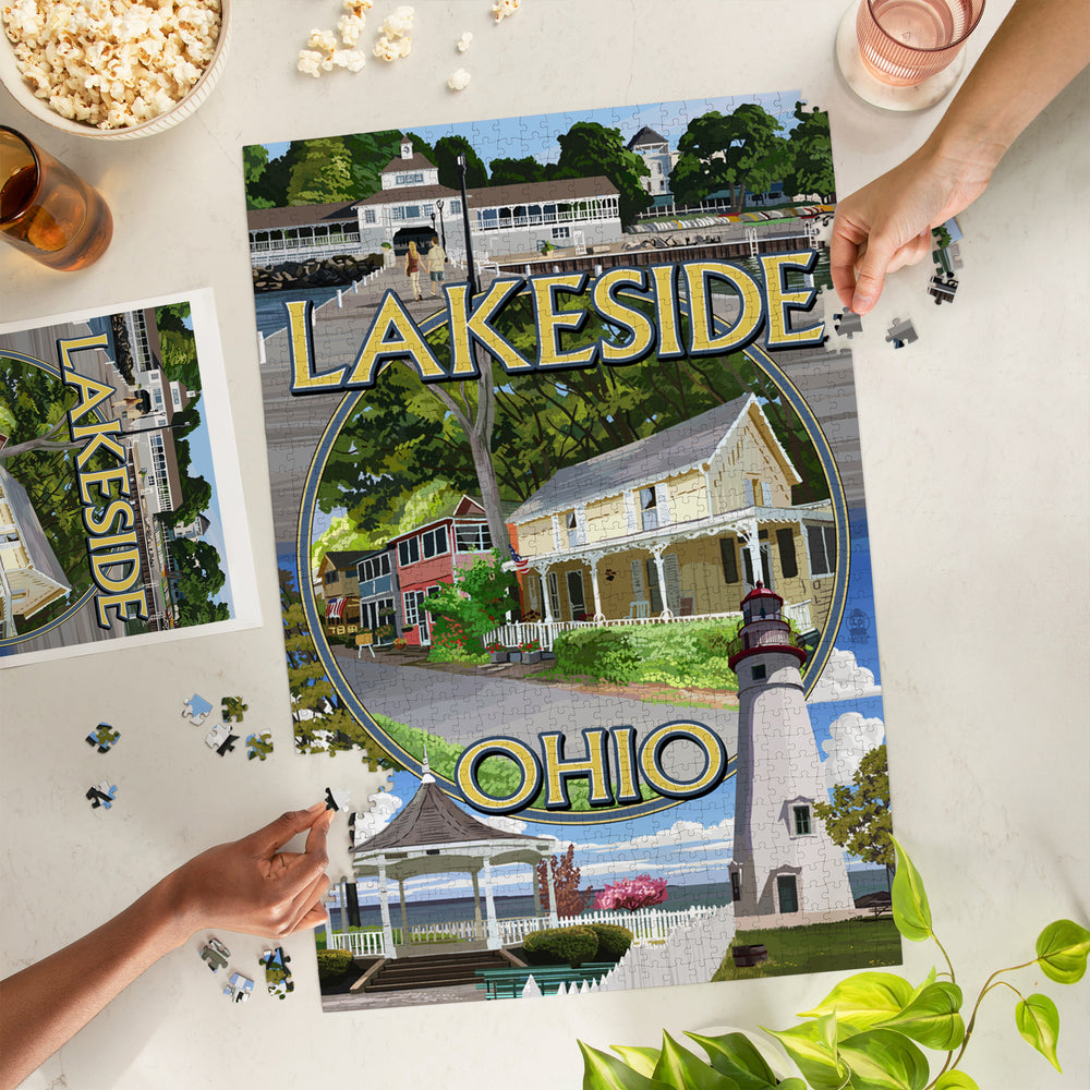Lakeside, Ohio, Montage Scenes, Jigsaw Puzzle Puzzle Lantern Press 