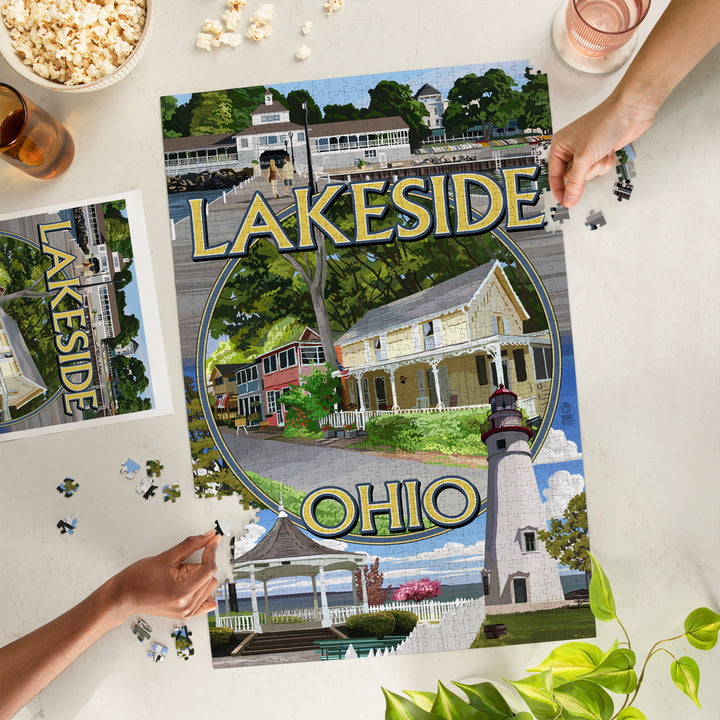 Lakeside, Ohio, Montage Scenes, Jigsaw Puzzle Puzzle Lantern Press 