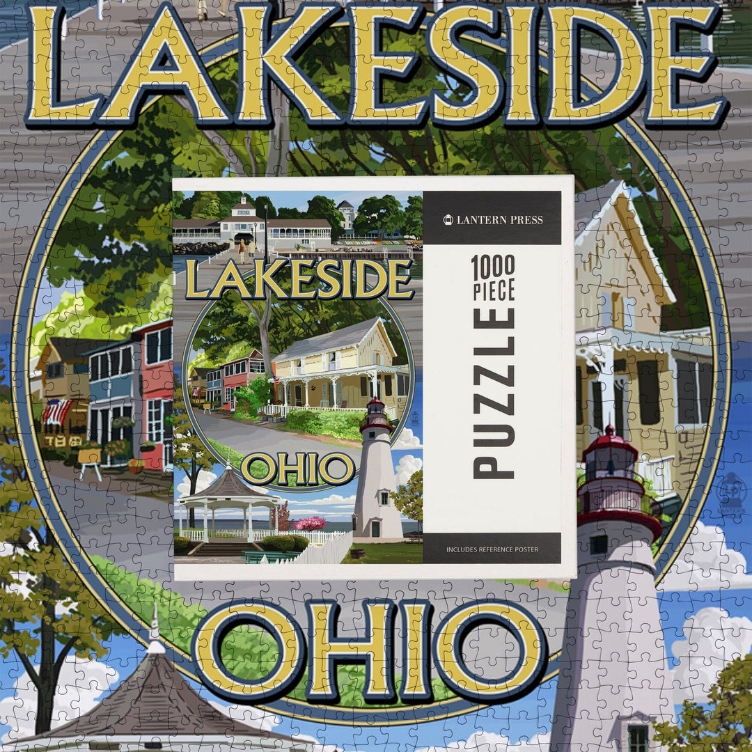 Lakeside, Ohio, Montage Scenes, Jigsaw Puzzle Puzzle Lantern Press 