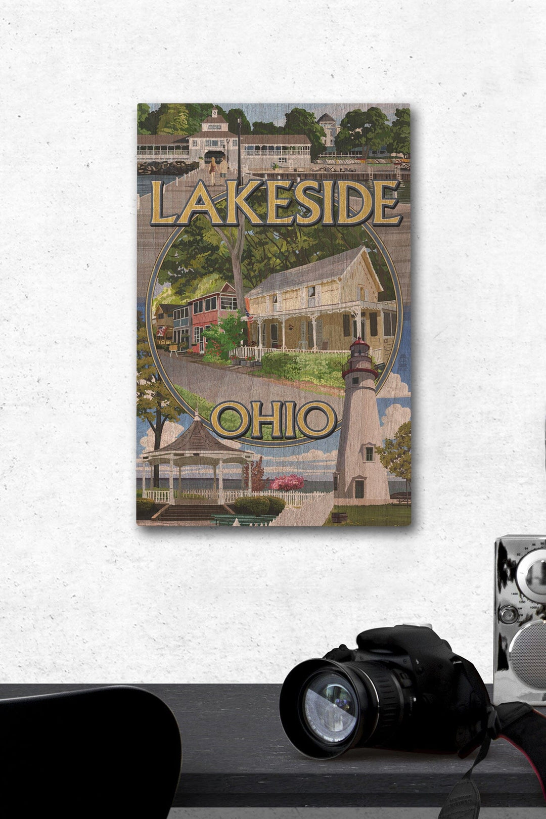Lakeside, Ohio, Montage Scenes, Lantern Press Poster, Wood Signs and Postcards Wood Lantern Press 12 x 18 Wood Gallery Print 