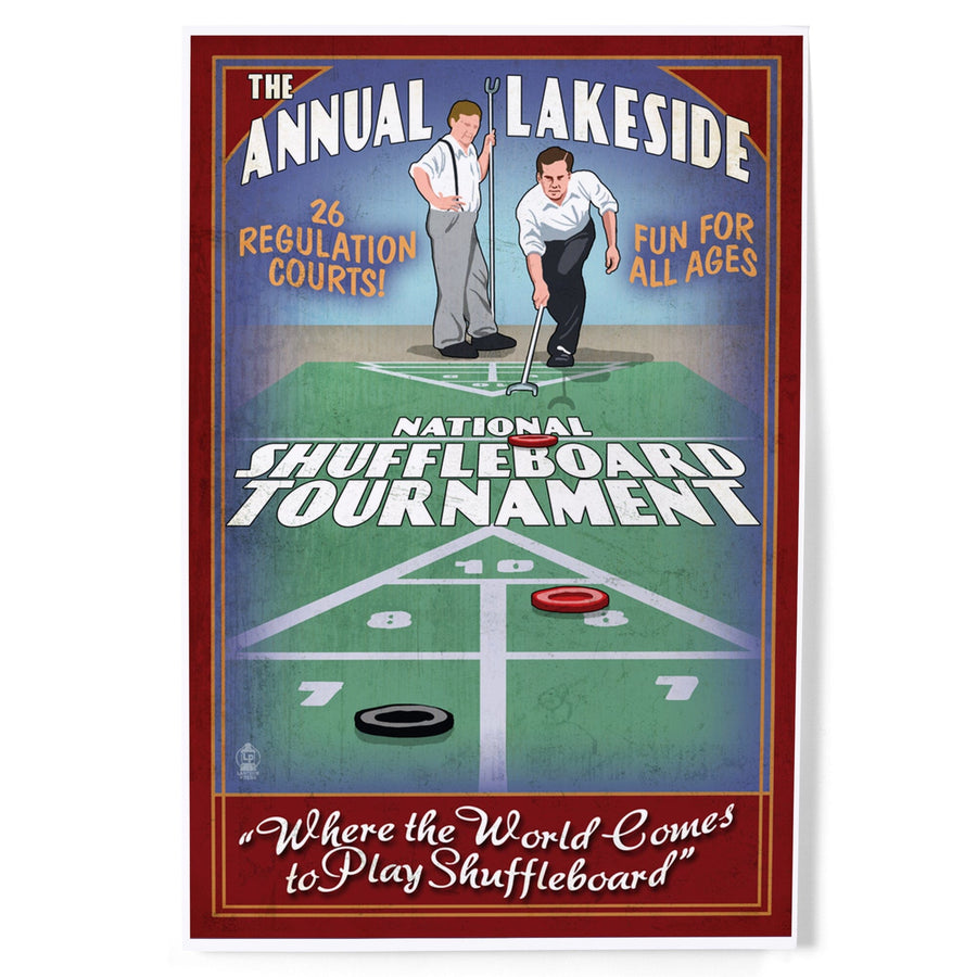 Lakeside, Ohio, Shuffleboard Tournament Vintage Sign, Art & Giclee Prints Art Lantern Press 