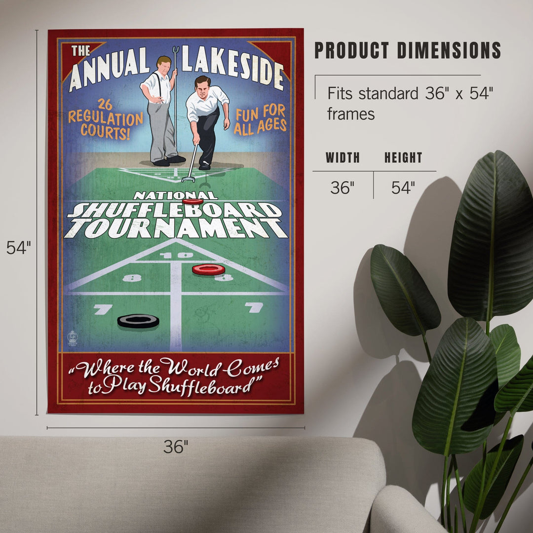 Lakeside, Ohio, Shuffleboard Tournament Vintage Sign, Art & Giclee Prints Art Lantern Press 
